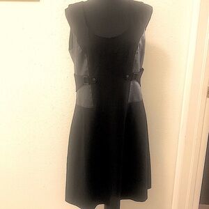 Black dress with faux leather and chain detail